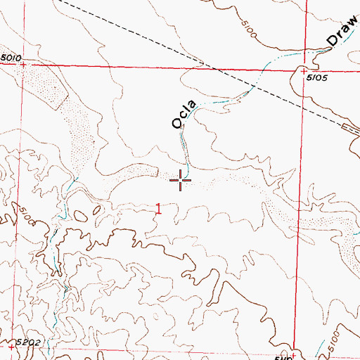 Topographic Map of Ocla Draw, WY