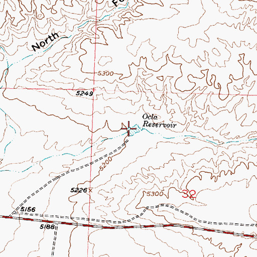Topographic Map of Ocla Reservoir, WY