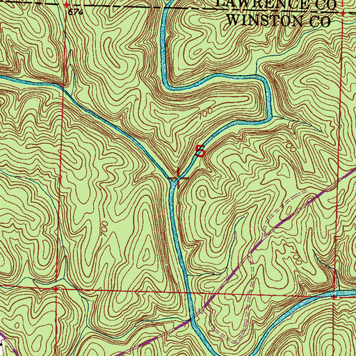 Topographic Map of Borden Creek, AL