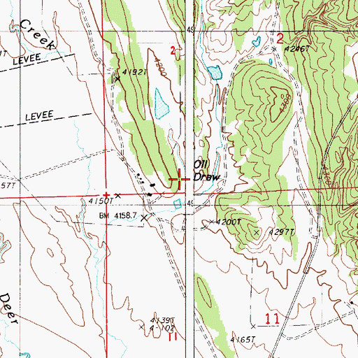 Topographic Map of Oil Draw, WY