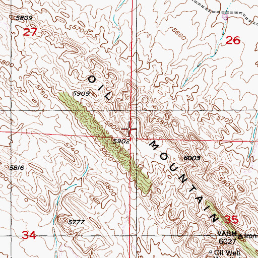 Topographic Map of Oil Mountain, WY