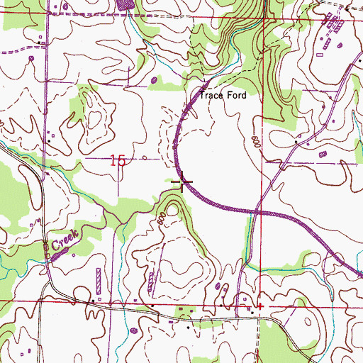 Topographic Map of Borden Creek, AL