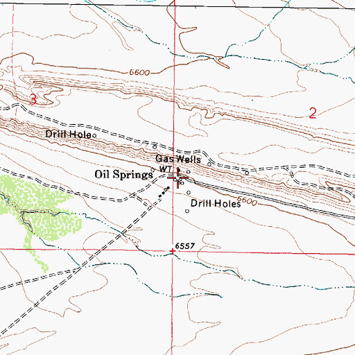 Topographic Map of Oil Springs, WY