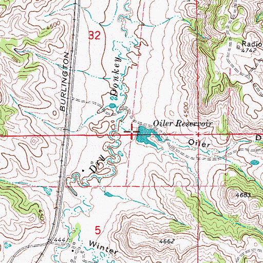 Topographic Map of Oiler Draw, WY