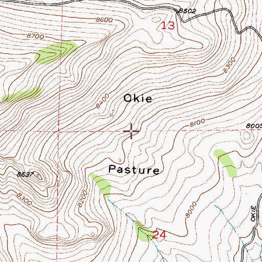 Topographic Map of Okie Pasture, WY