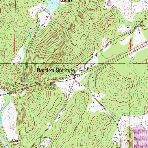 Topographic Map of Borden Springs, AL