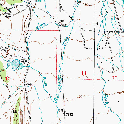 Topographic Map of Old Channel Ditch, WY