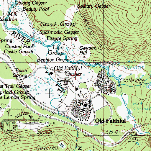 Topographic Map of Old Faithful Geyser, WY