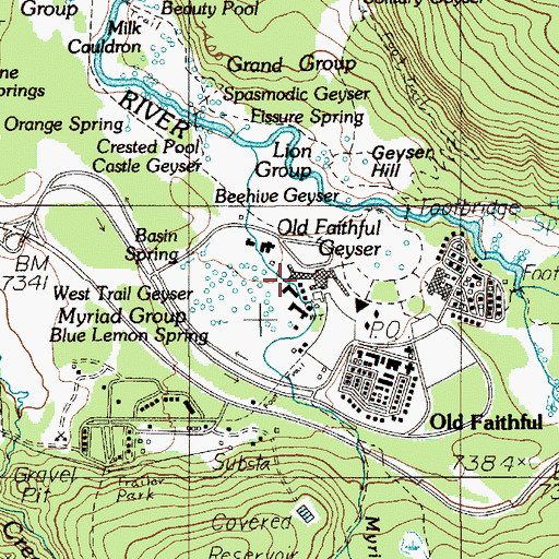 Topographic Map of Old Faithful, WY