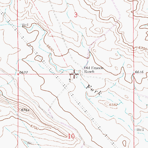 Topographic Map of Old Francis Ranch, WY