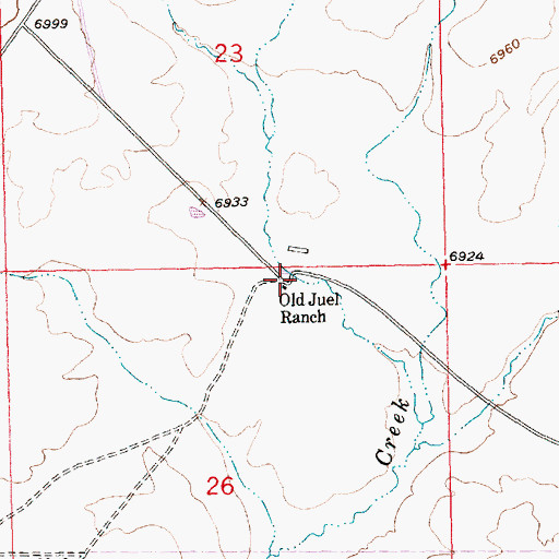 Topographic Map of Old Juel Ranch, WY