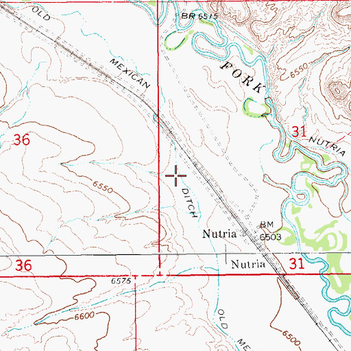 Topographic Map of Old Mexican Ditch, WY