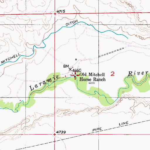 Topographic Map of Old Mitchell Home Ranch, WY