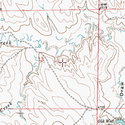 Topographic Map of Old Well Draw, WY