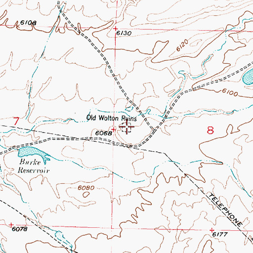 Topographic Map of Old Wolton Ruins, WY