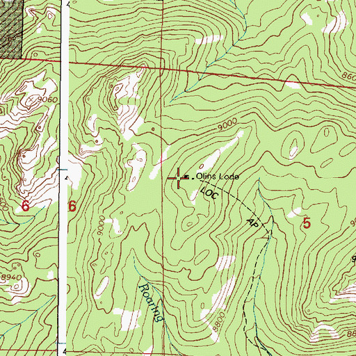 Topographic Map of Olins Lode, WY