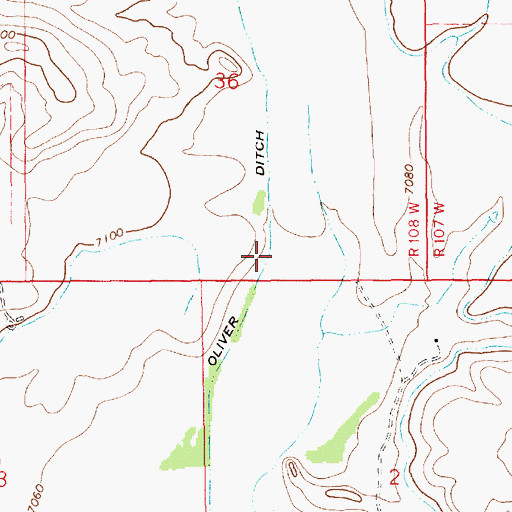 Topographic Map of Oliver Ditch, WY