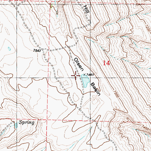 Topographic Map of Olsen Basin, WY