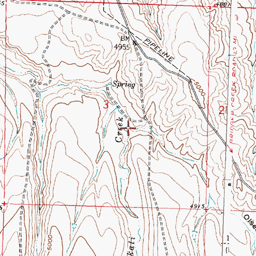 Topographic Map of Olsen Draw, WY