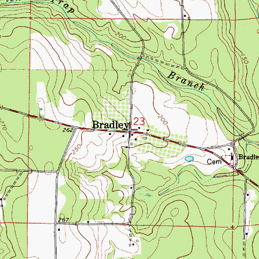 Topographic Map of Bradley, AL
