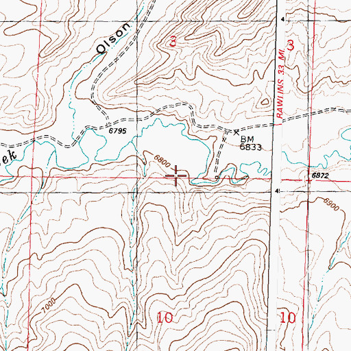 Topographic Map of Olson Cabin, WY