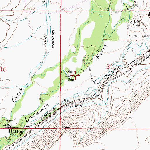 Topographic Map of Olson Ranch, WY