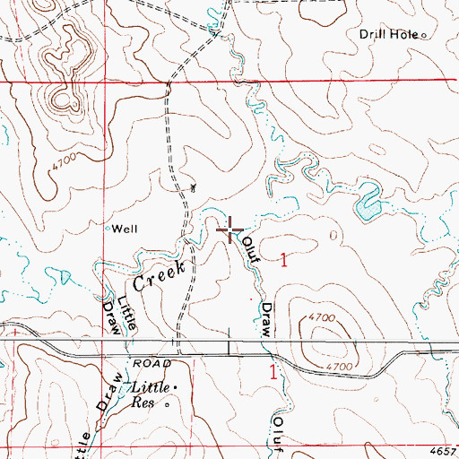 Topographic Map of Oluf Draw, WY