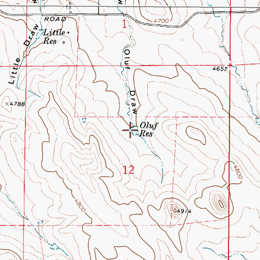Topographic Map of Oluf Reservoir, WY
