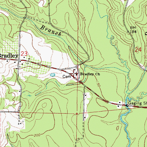 Topographic Map of Bradley Assembly of God Church, AL