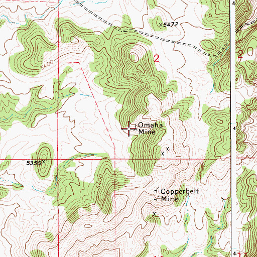 Topographic Map of Omaha Mine, WY
