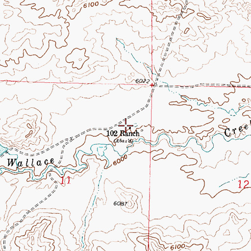 Topographic Map of One Hundred and Two Ranch, WY