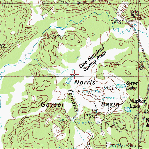 Topographic Map of One Hundred Spring Plain, WY