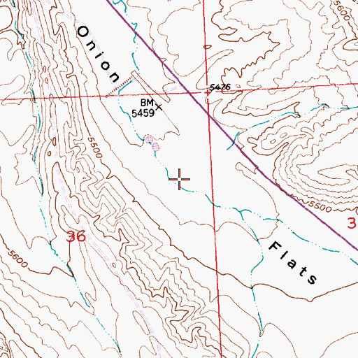 Topographic Map of Onion Flats, WY