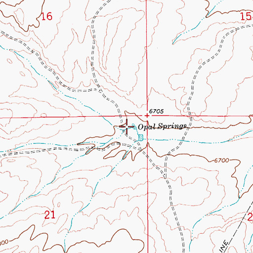 Topographic Map of Opal Springs, WY