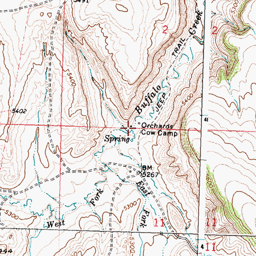 Topographic Map of Orchards Cow Camp, WY