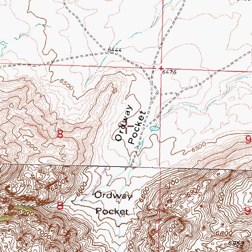Topographic Map of Ordway Pocket, WY
