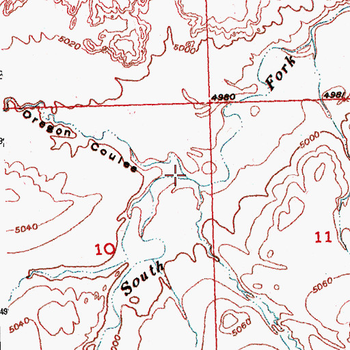 Topographic Map of Oregon Coulee, WY