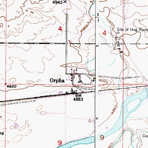 Topographic Map of Orpha, WY