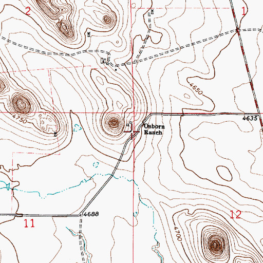 Topographic Map of Osborn Ranch, WY