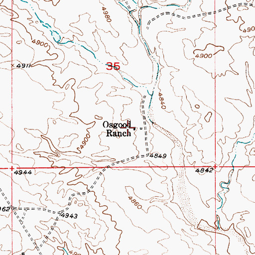 Topographic Map of Osgood Ranch, WY
