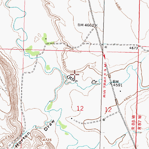 Topographic Map of Otter Creek, WY