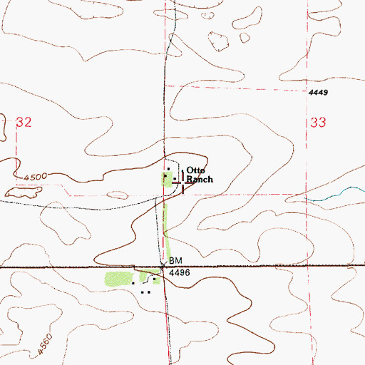 Topographic Map of Otto Ranch, WY