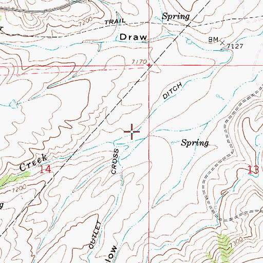 Topographic Map of Outlet Cross Ditch, WY