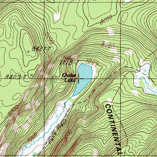 Topographic Map of Outlet Lake, WY