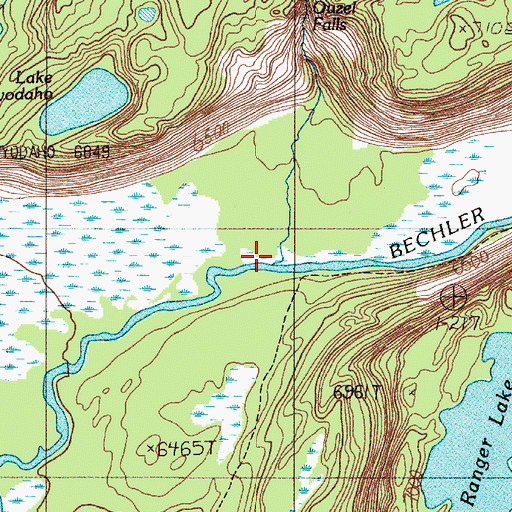 Topographic Map of Ouzel Creek, WY