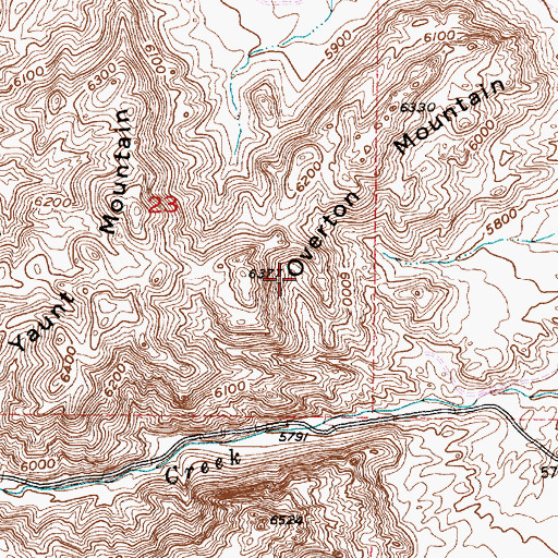 Topographic Map of Overton Mountain, WY