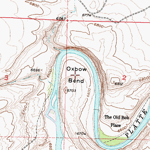 Topographic Map of Oxbow Bend, WY