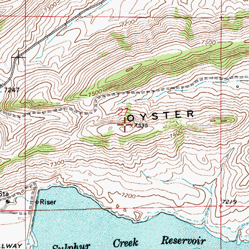 Topographic Map of Oyster Shell Ridge, WY