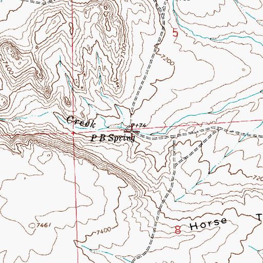 Topographic Map of P B Spring, WY