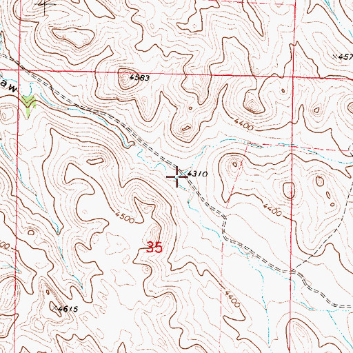 Topographic Map of P K Draw, WY